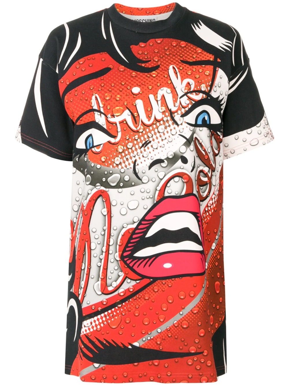 Moschino Black, Red and White Pop Art Graphic Tee